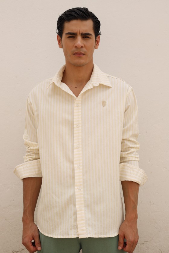 Camisa M/L Listrada Manteiga