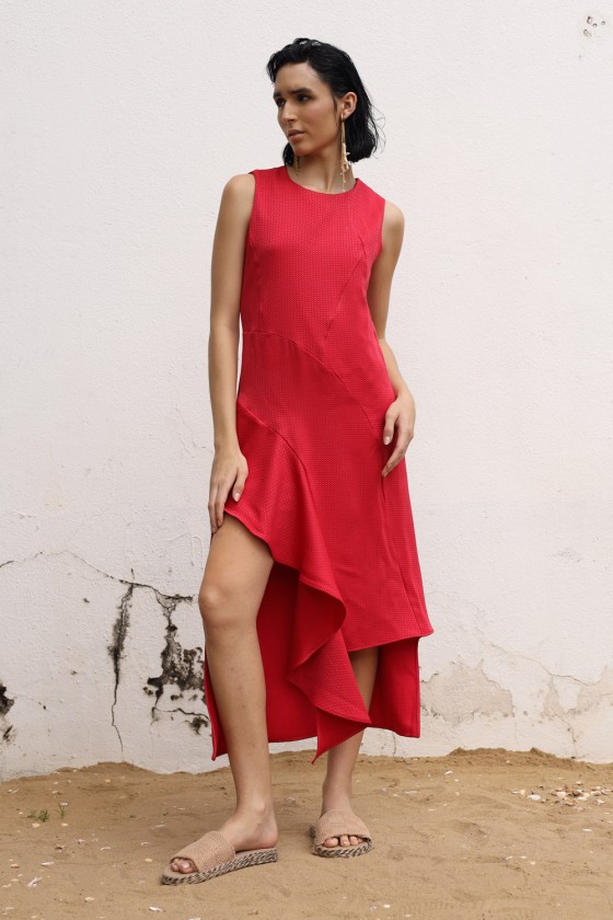 Vestido Babado Nerea Vermelho