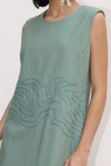 Vestido Ondas Linho Pistache Vestido Ondas Linho Pistache
